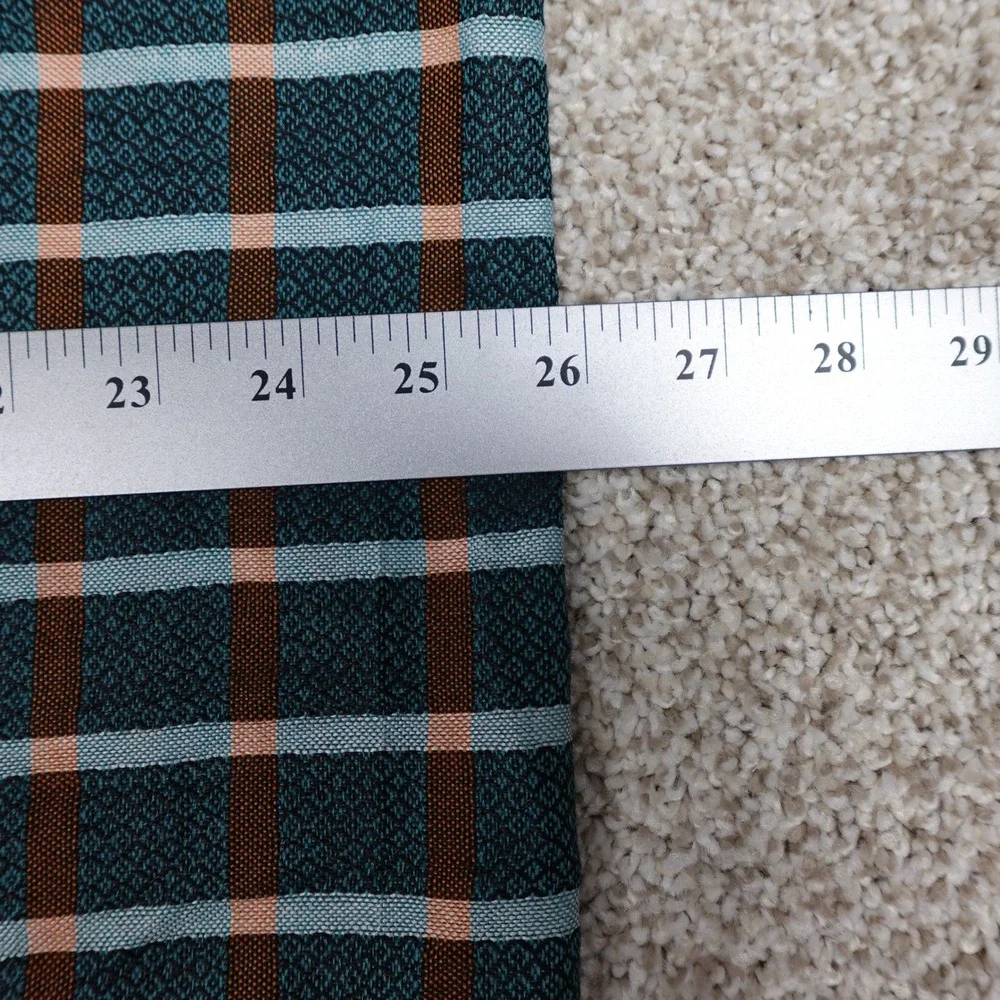 Teal Rust Orange Plaid Fringed Lightweight Woven Square Scarf